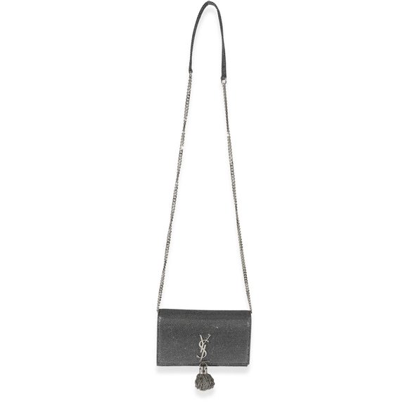 Saint Laurent Silver Embossed Kate Tassel Chain Wallet - Picture 6 of 6